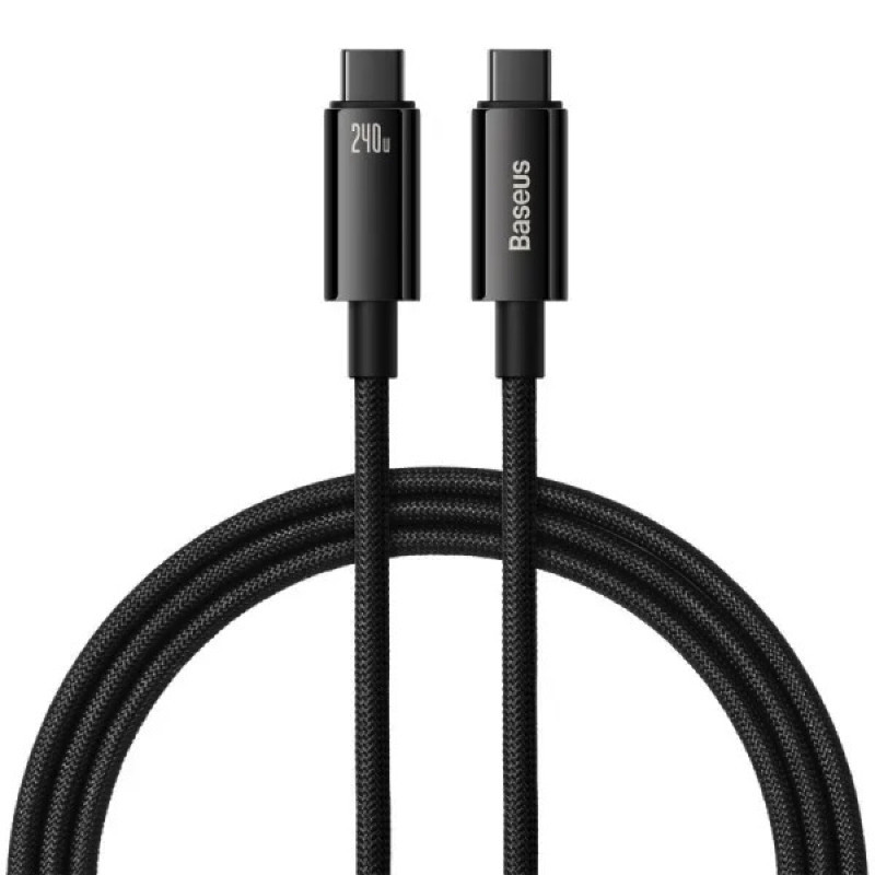 Кабель Type-C Baseus Tungsten Gold швидка зарядка та передача даних 240W 2m Black CAWJ040101 Одеса - фото 1