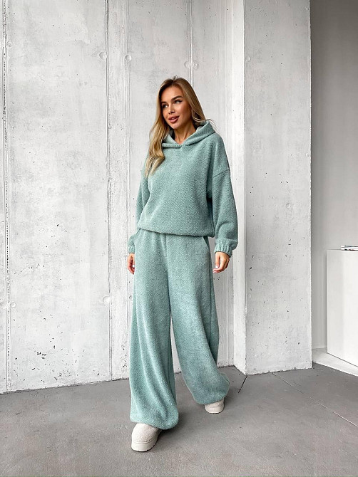 Женский теплый уютный костюм двойка из альпаки Мятный, 46/48 Одесса - изображение 1