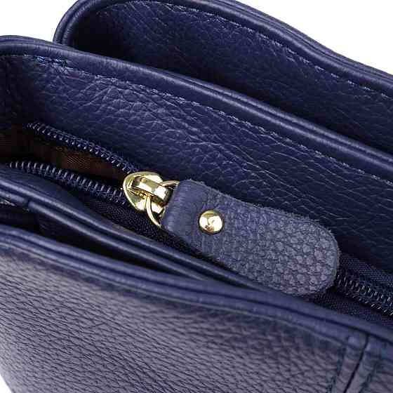 Женская сумка из натуральной кожи с тремя отделениями Vintage 22976 Синий Киев