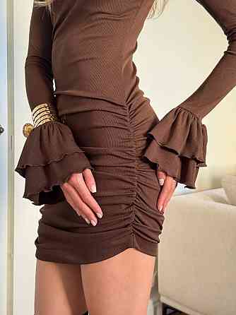 Жіноче мініплаття зі складками рубчик Шоколад, 42/44 Одеса