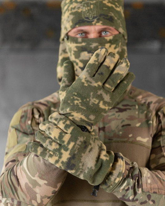 Комплект шапка баф перчатки пиксель   ВТ6388 Одесса - изображение 4