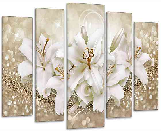 Модульна картина у вітальню/спальню Лілії в золоті    LM013_5 110x160 см Київ