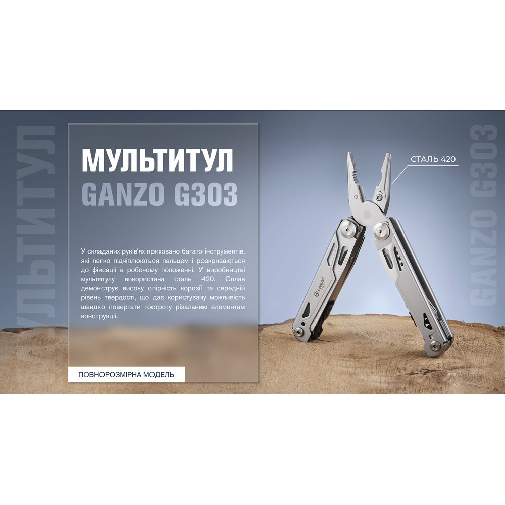 Мультитул Ganzo G303, (16 см) 21 функція + біти та чохол Molle Киев - изображение 18