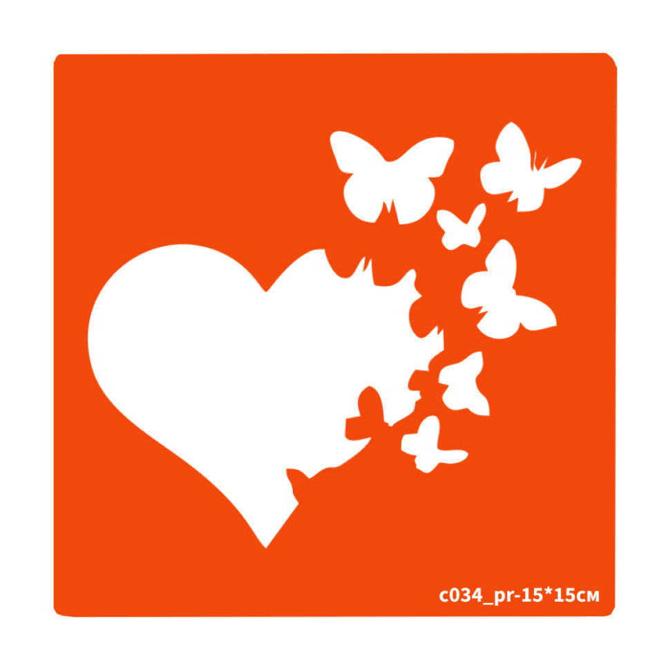 Трафарет для біо-тату Сердечко c034_pr-15*15см, розмір 15х15см Вінниця - фото 1