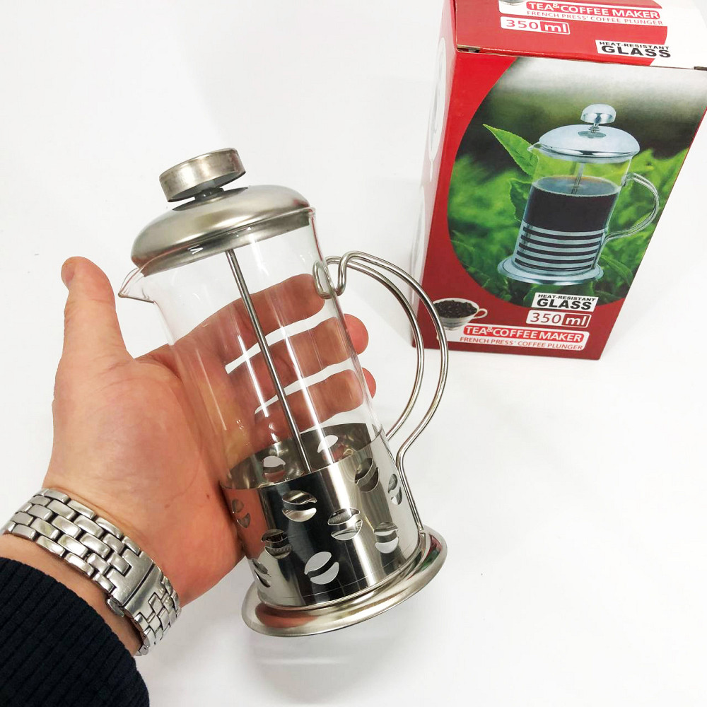 Заварной стеклянный чайник Unique UN-1151 0.35 л, Прес-заварник для чаю, Заварник стеклянный с прессом QD-80 Львов - изображение 2