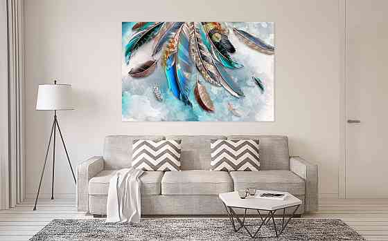 Картина холст в гостиную / спальню  Абстракція пір'я   MLP_16 40x80 см Киев