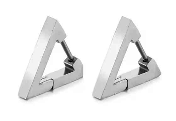 Мужские серьги-треугольники из стали, 2 шт, серебристый цвет Киев