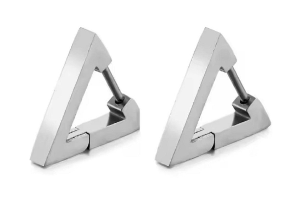 Мужские серьги-треугольники из стали, 2 шт, серебристый цвет Киев - изображение 1