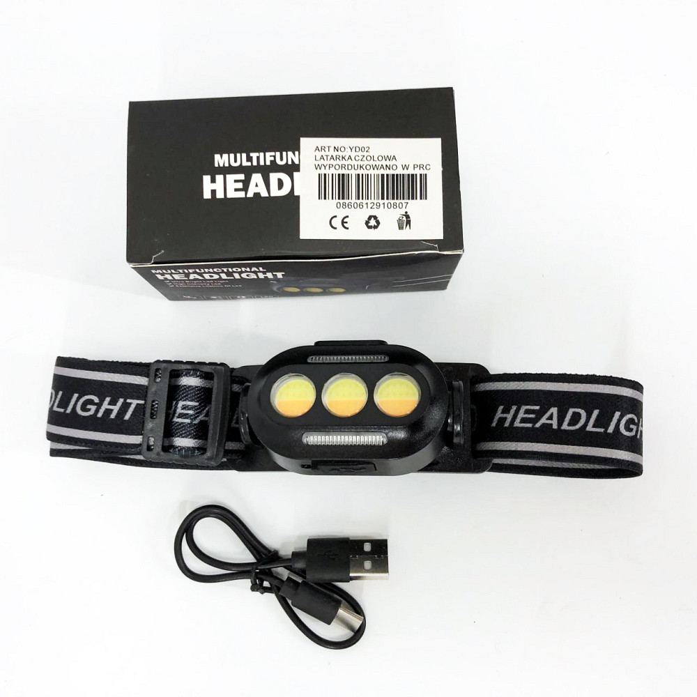 Легкий фонарик на голову YD02-COB, Фонарь налобный аккумуляторный светодиодный с зарядкой SQ-27 Львов - изображение 6
