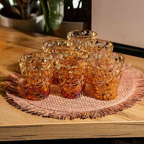 Набір скляних стаканів 6 штук 250 мл для напоїв Золотистий Yiwu HP-19-192 Коломыя