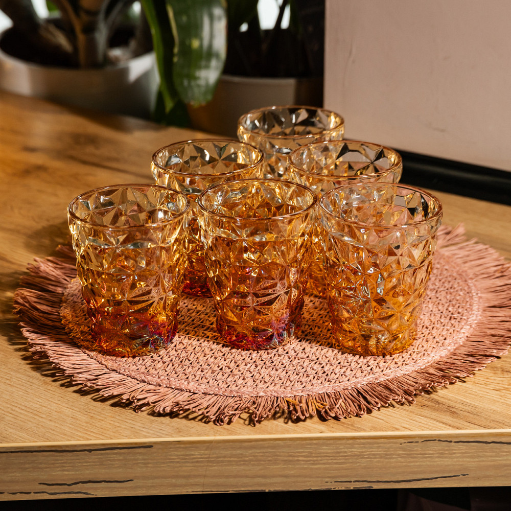 Набір скляних стаканів 6 штук 250 мл для напоїв Золотистий Yiwu HP-19-192 Коломия - фото 3