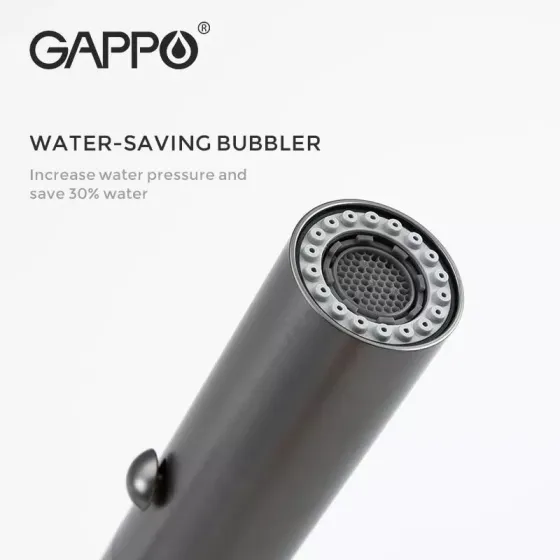 Змішувач для кухні GAPPO G4398-51 з гнучким виливом, 2 режими, графіт/чорний Київ