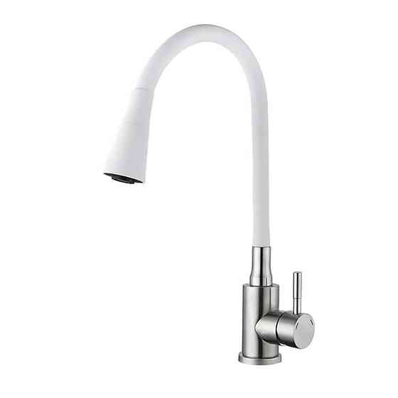 Смеситель для кухни с гибким изливом WEZER EKO4Y-01W сатин/белый Киев