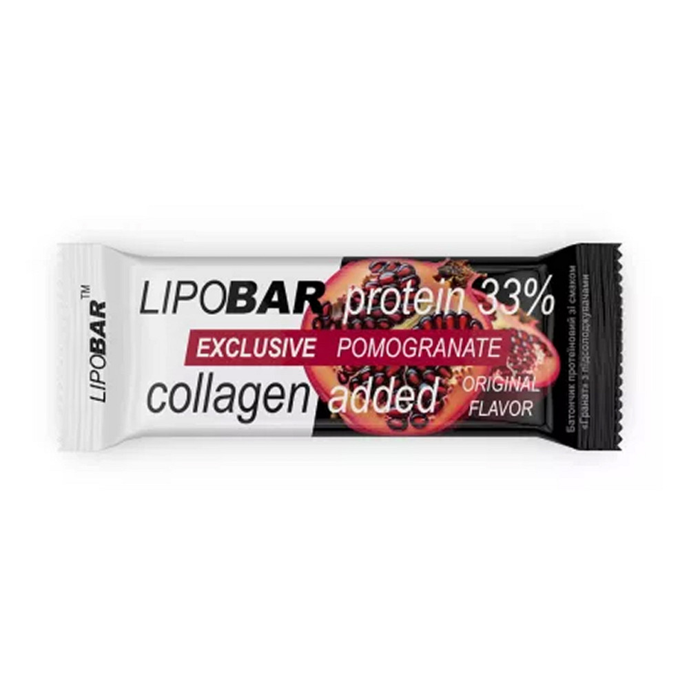 Батончик протеїновий із колагеном Lipobar Exclusive 50g гранат Київ - фото 3