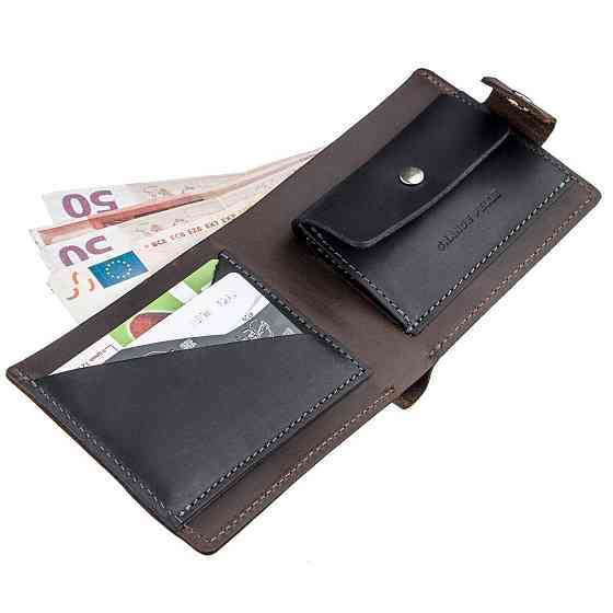 Солидное мужское портмоне винтажное GRANDE PELLE 11230 Коричневое Киев