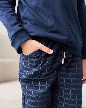 Теплая пижама на мальчика со штанами в клетку - Байка Tom John 89163 7-8 Киев