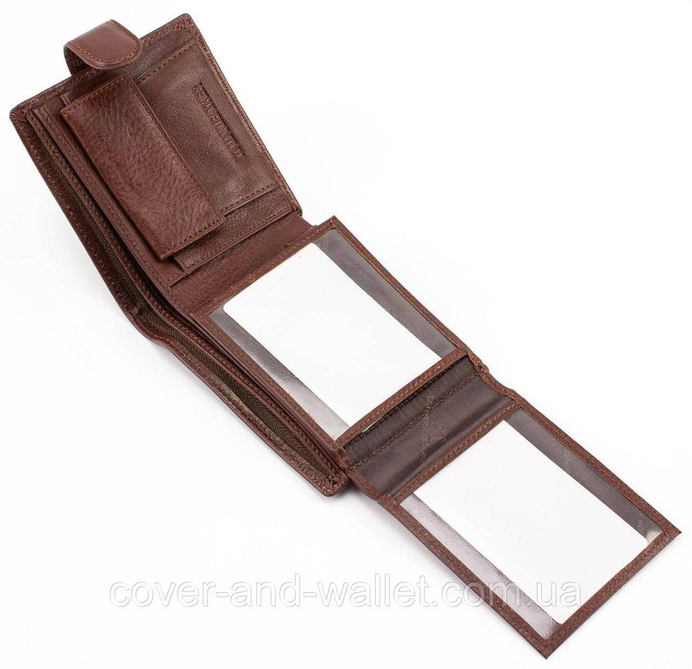 Коричневий чоловічий гаманець з гладкої шкіри ST b102 Київ - фото 8