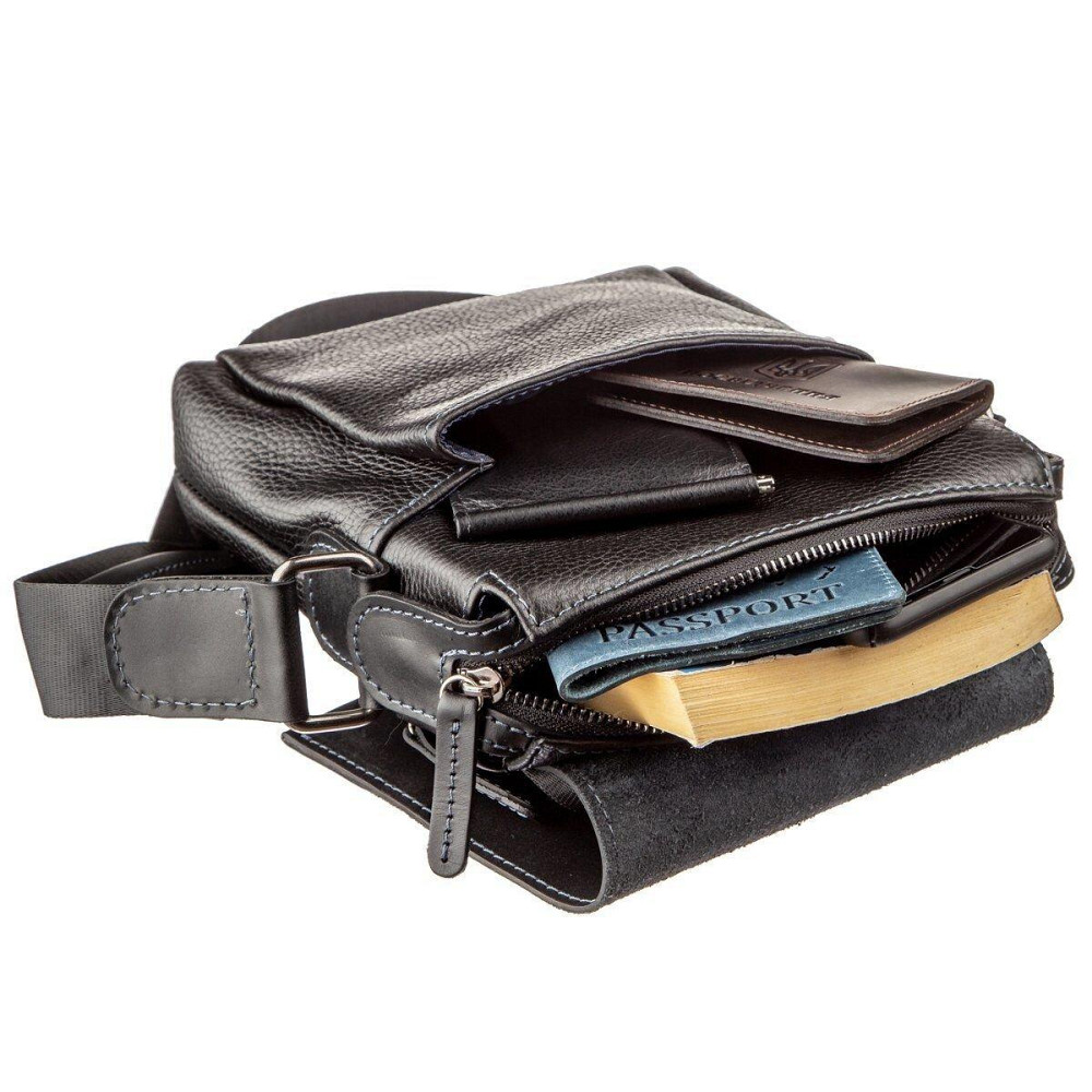 Сумка мужская комбо SHVIGEL 11174 кожаная Черная Киев - изображение 3