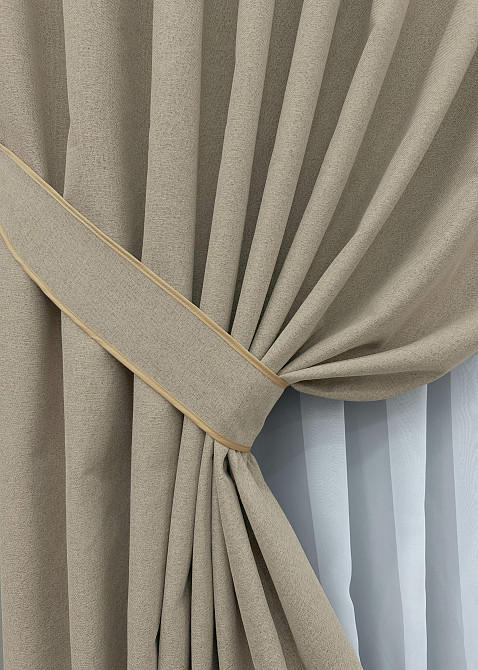 Преміум шторна тканина blackout 100%, двостороння, колекція “ASHEN NIGHT” колір бежевий 1853ш Київ - фото 5