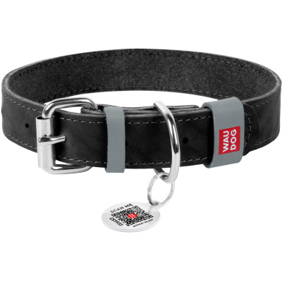 Ошейник для животных WAUDOG Classic кожаный 25 мм х 38-49 см черный (02181) Винница - изображение 1