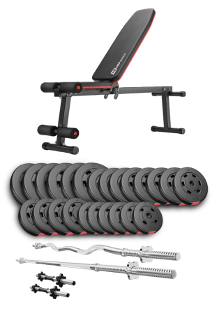 Набір Hop-Sport Premium 135кг з лавою HS-1010 Pro, штангами та гантелями Київ