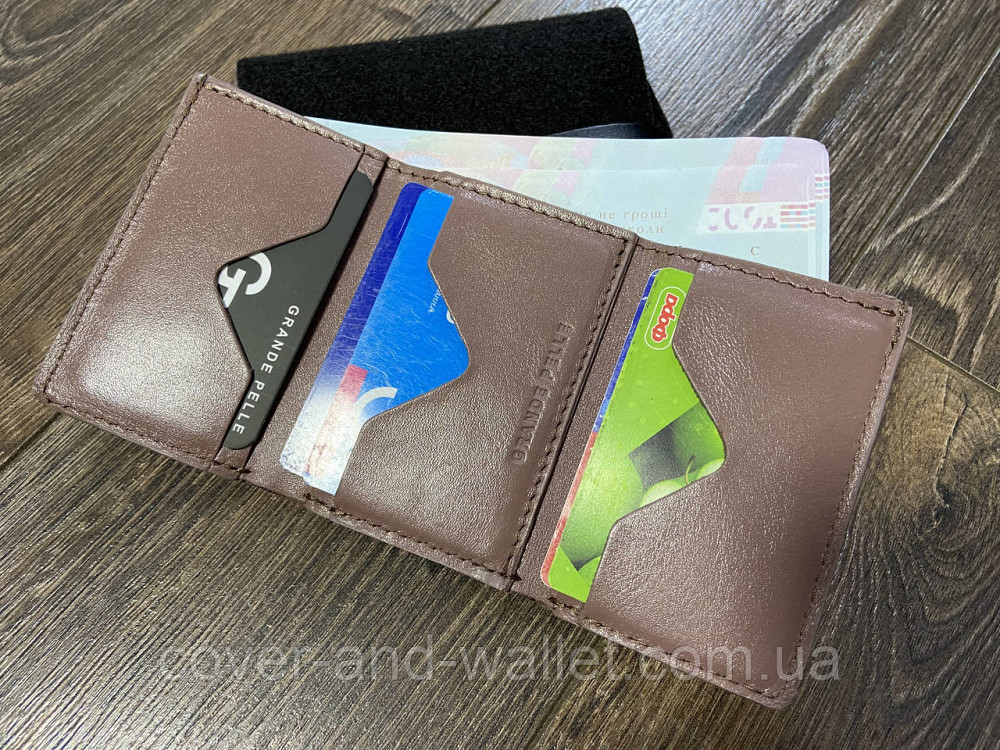 Небольшой женский кожаный кошелек пудрового цвета ручной роботы Grande Pelle Киев - изображение 10