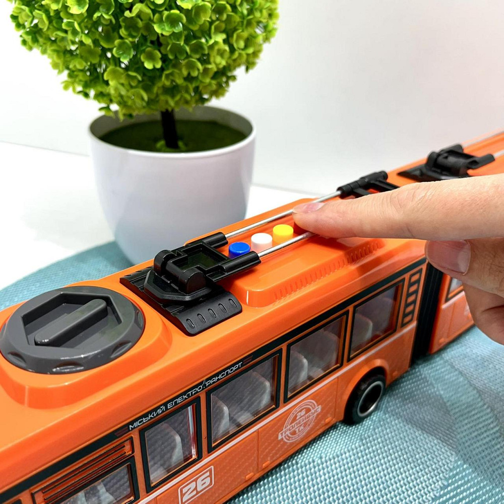 Тролейбус Авто Експерт з інерцією підсвічуванням і звуком відчиняються двері Помаранчевий (26487) Чернигов - изображение 3