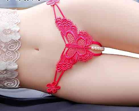 Трусики з перлинами малинові Метелик розмір універсальний (на резинці), 15% нейлон, 85% поліестер Київ