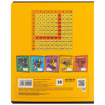 Зошит Kite Ninja Turtles, 18 аркушів, клітинка (NT24-236) Вінниця - фото 6