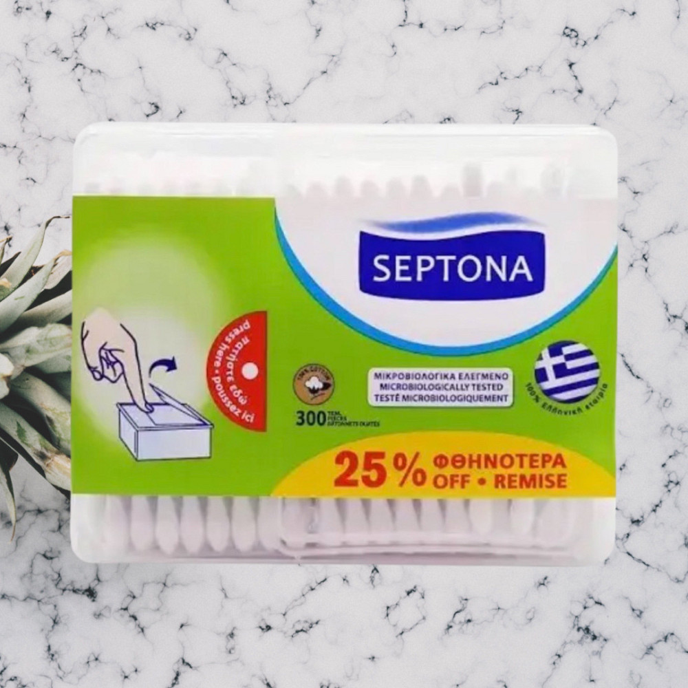 Ватні палички Septona з диспенсером 300 шт. Виноградов - изображение 1