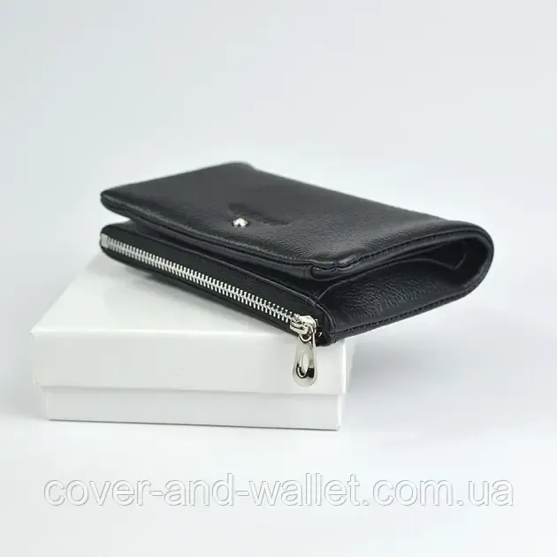 Стильный женский кожаный кошелек небольшого размера красно-черный Helen Verde 0811 Киев - изображение 1