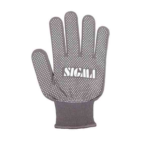 Sigma Перчатки трикотажные с точечным ПВХ покрытием р8 Микроточка (серые) КРАТНО 12 парам SIGMA Киев