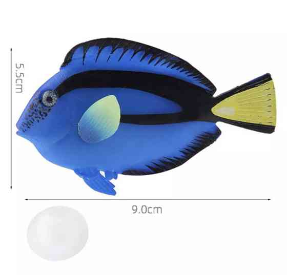Рибка Хірург, синього кольору, силіконова та люмінісцентна (в темноті світяться), декор в акваріум), розмір 9*5,5 см Київ