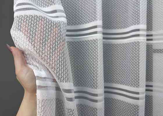 Короткий тюль VR-Textil 1946т Жаккард Белый с капучино 300х200 см (42-0907) Киев