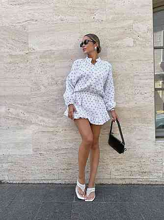 Женское легкое платье-комбинезон с принтом натуральный муслин 42/44, Белый 3 Одесса