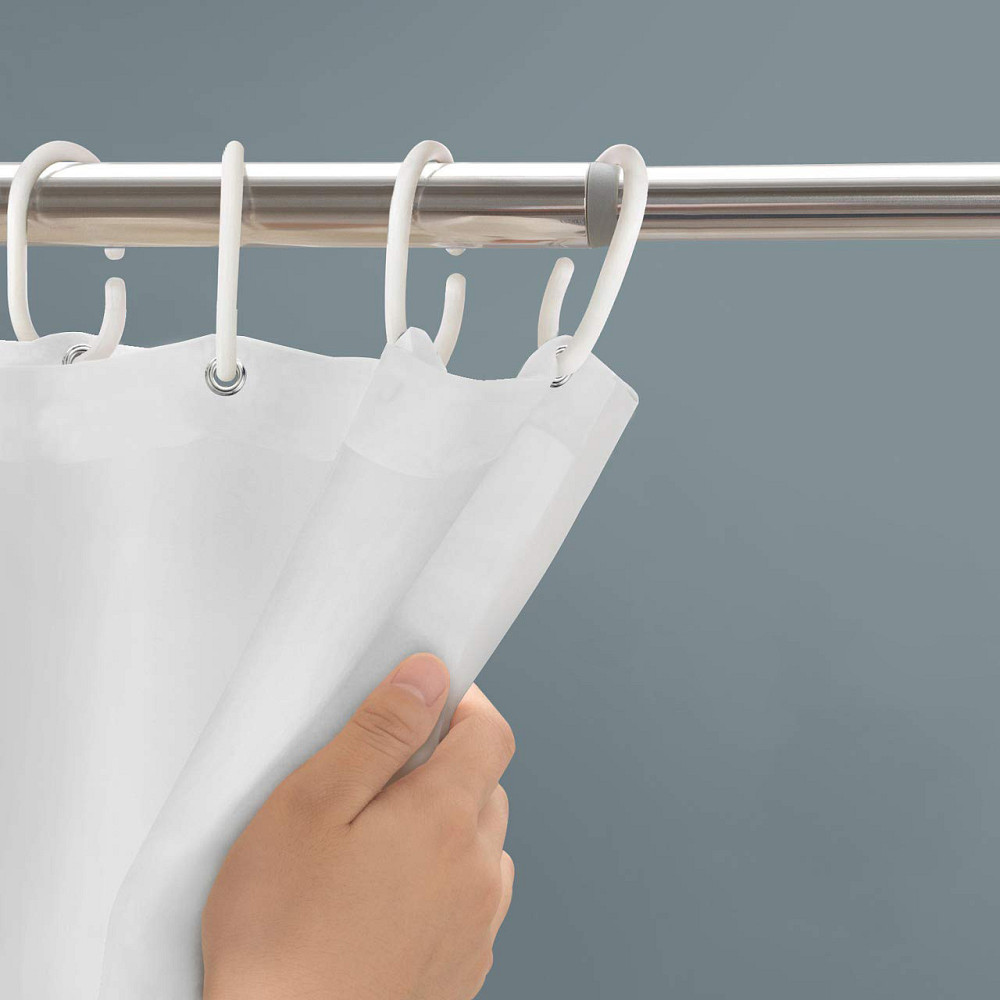 Шторка для ванни з поліестеру водонепроникна Bathlux 180x180 см із кільцями, біла матова Кам'янець-Подільський - фото 5