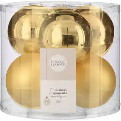Ялинкова іграшка House Of Seasons Скляні кульки 6 шт D8 см Золоті (8718861972597) Вінниця - фото 1