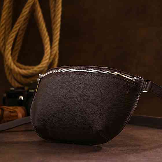 Кожаная матовая бананка Коричневый (SHVIGEL) Киев