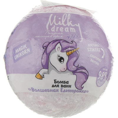 Бомбочка для ванны Milky Dream Kids Волшебная единорожка 100 г (4820205301735) Винница - изображение 1