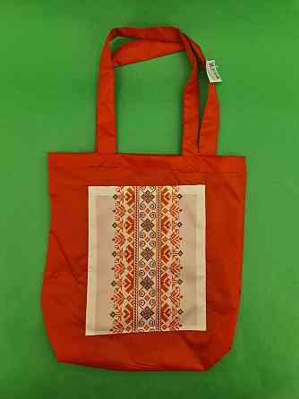 Сумка з кишенею "Вишиванка" 01 40х35 см ручка 60 см червона вертикальна (1 шт.) Харків