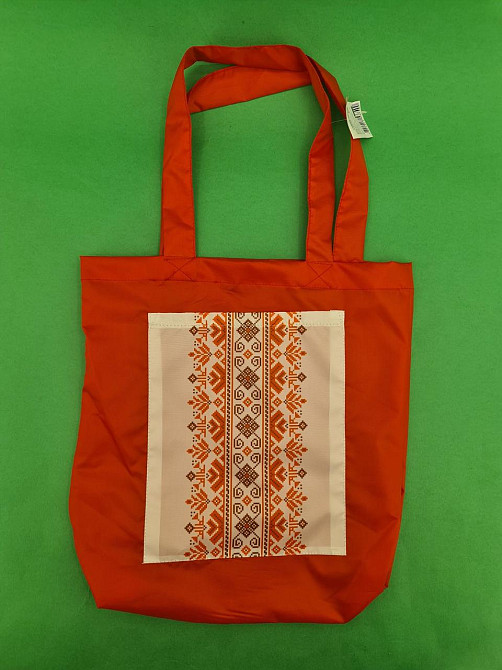 Сумка з кишенею "Вишиванка" 01 40х35 см ручка 60 см червона вертикальна (1 шт.) Харків - фото 4