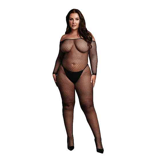 Жіночий боді-комбінезон із сітки Le Desir Off Shoulder Fishnet Bodystocking, чорний Sex Aura Київ