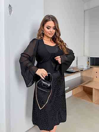 Жіноча базова шовкова сукня і шифонова блуза сукня-щільний шовк +шифонова кофтинка Одеса