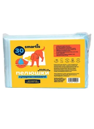 Пеленки суперпоглощающие 60х90 см 60г/6г (упаковка 30 шт) Smartis Винница