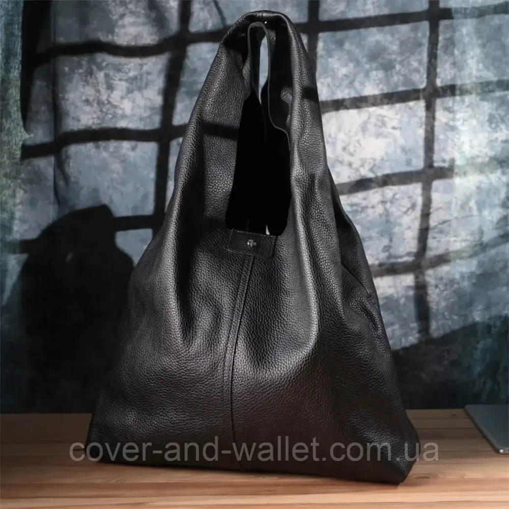 Женская сумка шоппер 2 в 1 из натуральной кожи черного цвета Grande Pelle 748710 Киев - изображение 8