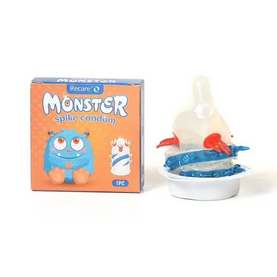 Насадка на член Recare Blue Monster Spike Condom (презерватив с усиками и спиралью шипов) Львов