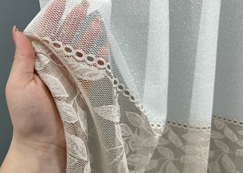 Тюль VR-Textil 2011т Жакард Білий з капучино 300х250 см (42-1339) Київ - фото 5