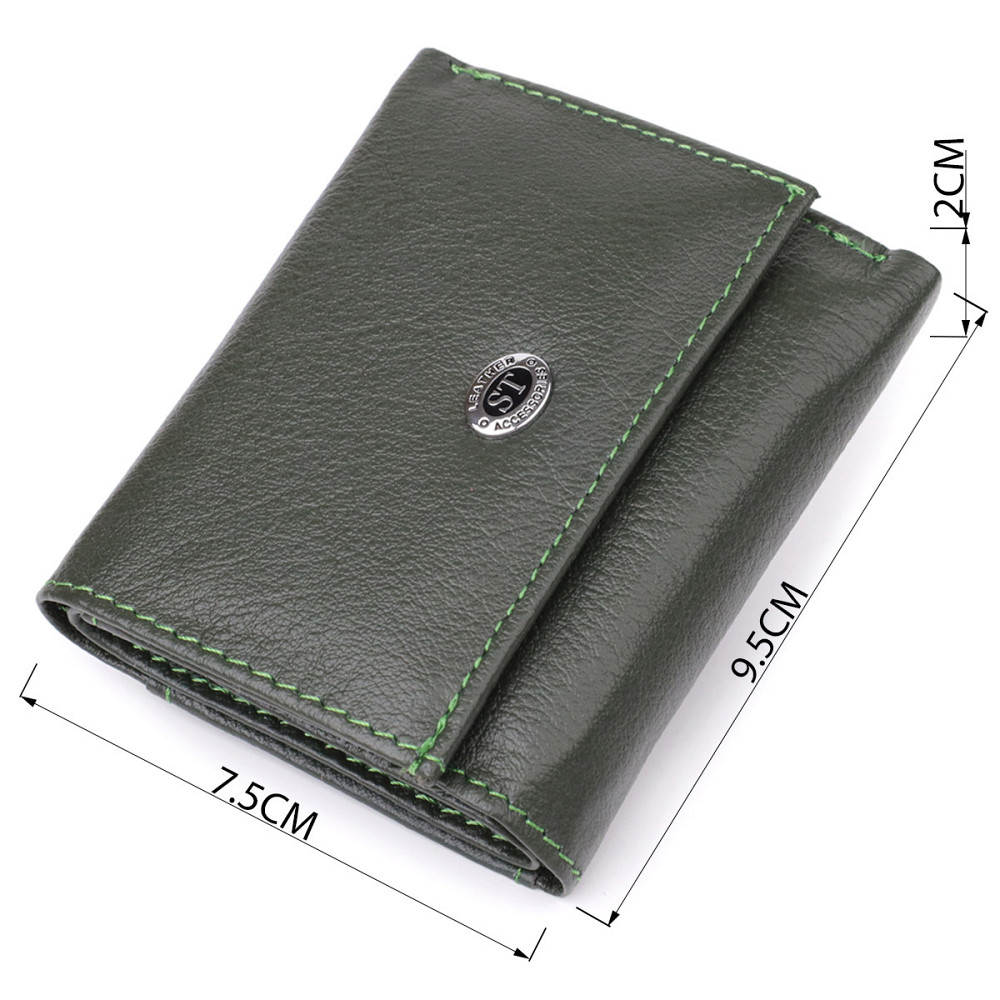 Женский миниатюрный кошелек из натуральной кожи ST Leather 23083 Зеленый Киев - изображение 9