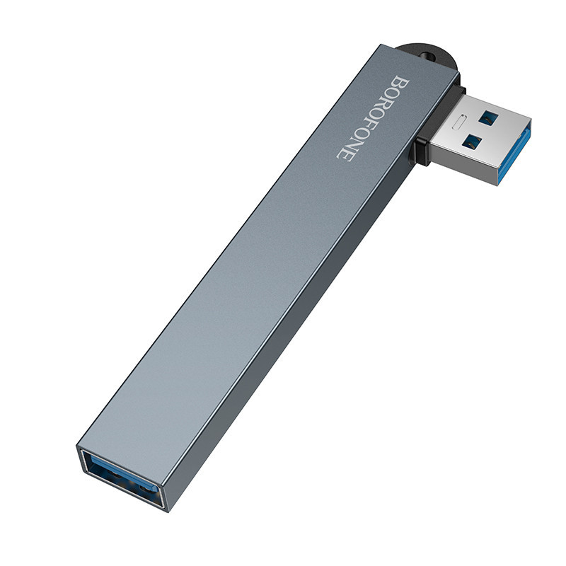 USB-хаб BOROFONE FH1 4-in-1 converter(USB to USB2.0*3+USB3.0) Metal Gray Одеса - фото 5