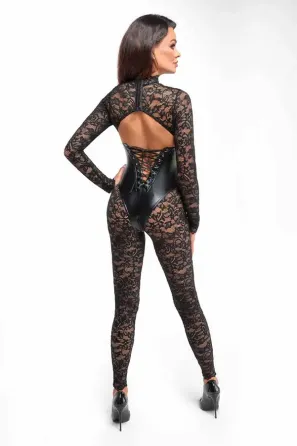 Комбінезон Noir Handmade F299 Enigma lace catsuit with underbust bodice - L Львів
